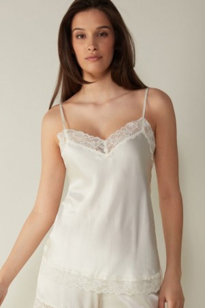 Intimissimi Kanten and Silk Top Wit | BEEGJ92907